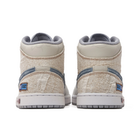 Custom Air Jordan 1 Off-white Light Brown Denim Swoosh High