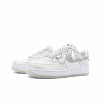 Custom Air Force 1 Light Beige Sliver-Grey Pearls Wedding Shoes