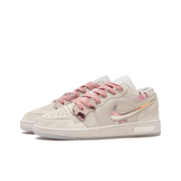 Custom Air Jordan 1 Light Milky Brown Pink Jelly Swoosh Low
