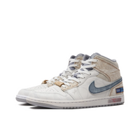 Custom Air Jordan 1 Off-white Light Brown Denim Swoosh High