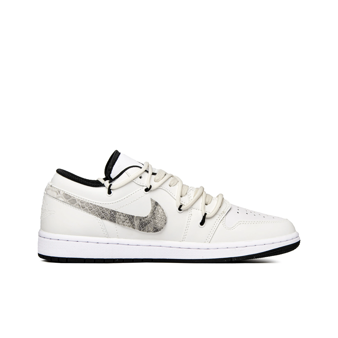 Custom Air Jordan 1 White Grey Graffiti Swoosh Low