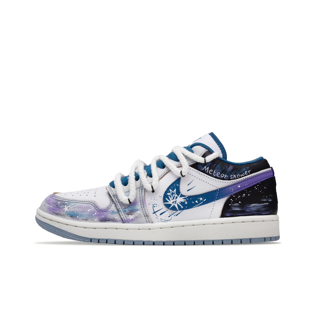 Custom Air Jordan 1 Purple Blue Black Graffiti Shooting Star Low