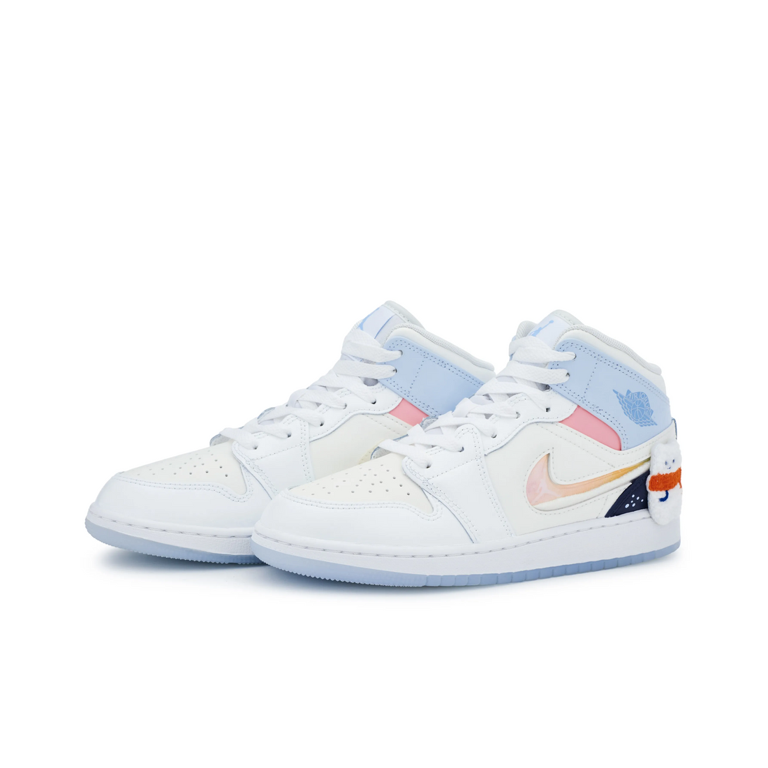 Custom Air Jordan 1 Off White Blue Pink Jelly Strips Swoosh