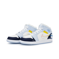Custom Air Jordan 1 Light And Dark Blue Yellow Jelly Strips Swoosh