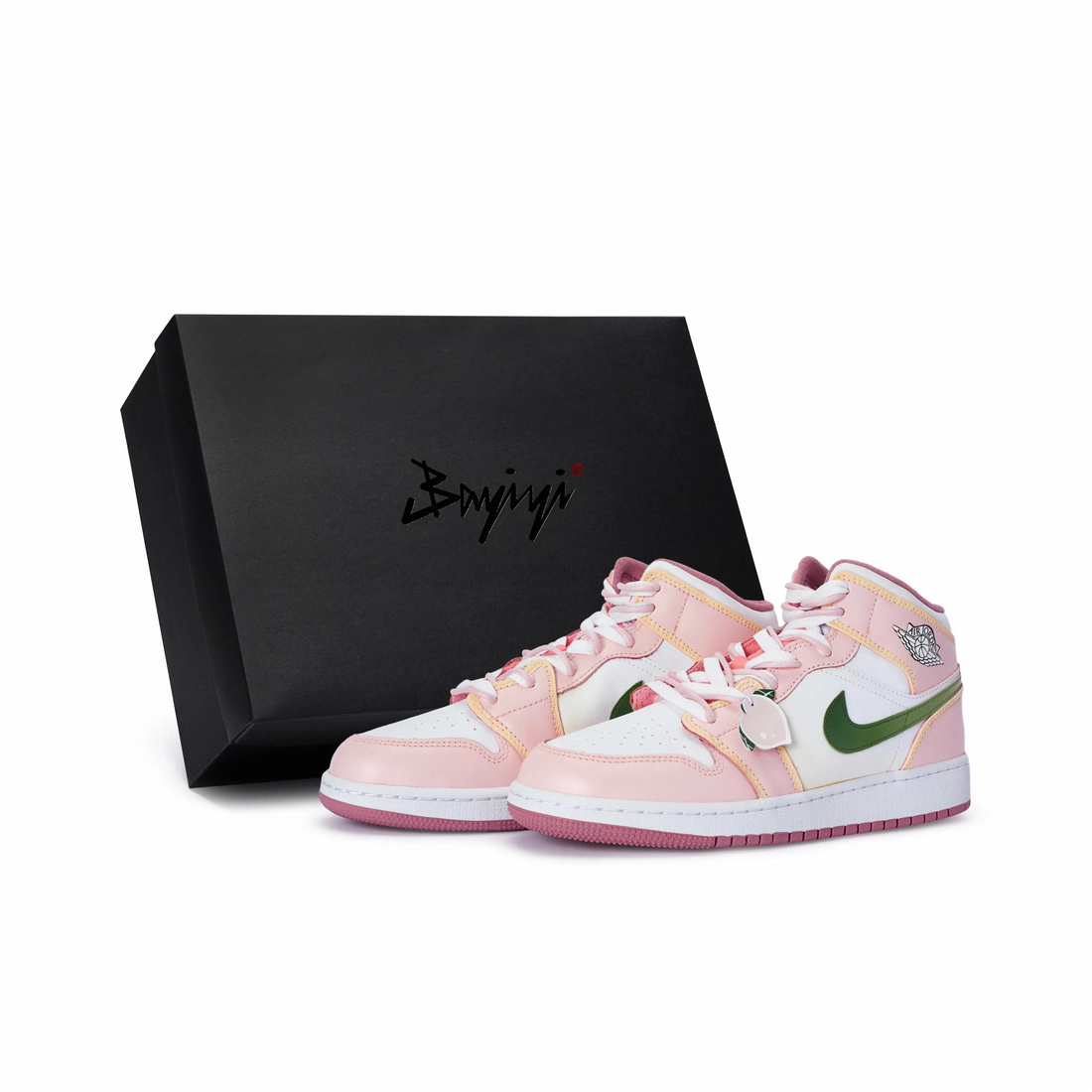 Custom Air Jordan 1 Light And Dark Blue Yellow Jelly Strips Swoosh (Copy)