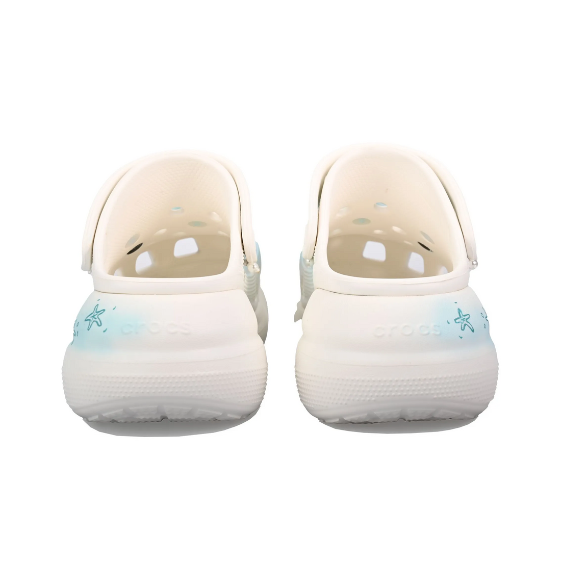 Custom Crocs White Light Blue With Ocean Pearl Shell