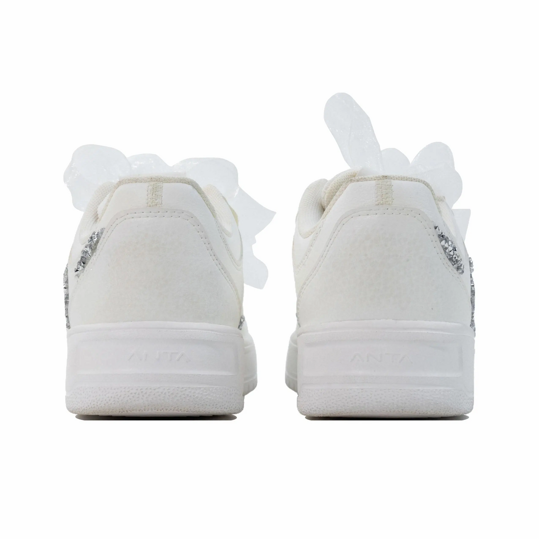 Custom Anta White Sliver Sequins Wedding Shoes