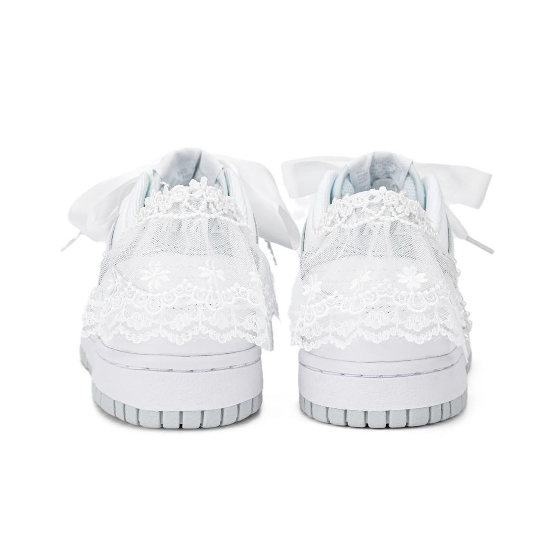 Custom Dunk White Lace Bow Wedding Shoes