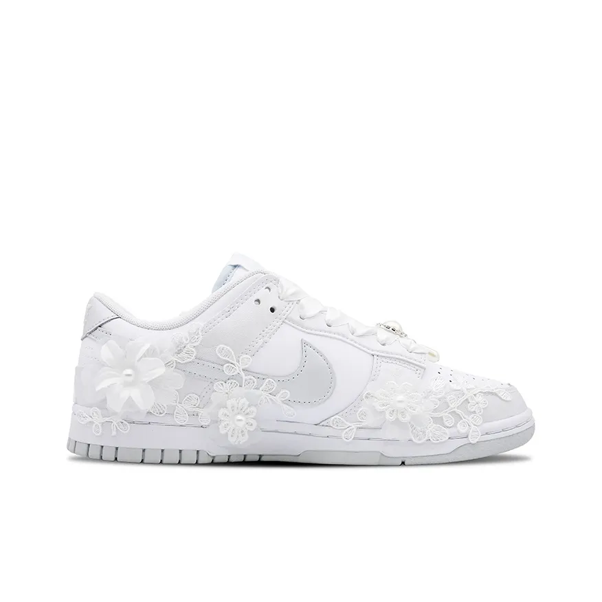Custom Dunk White Embroidery Flowers Wedding Shoes