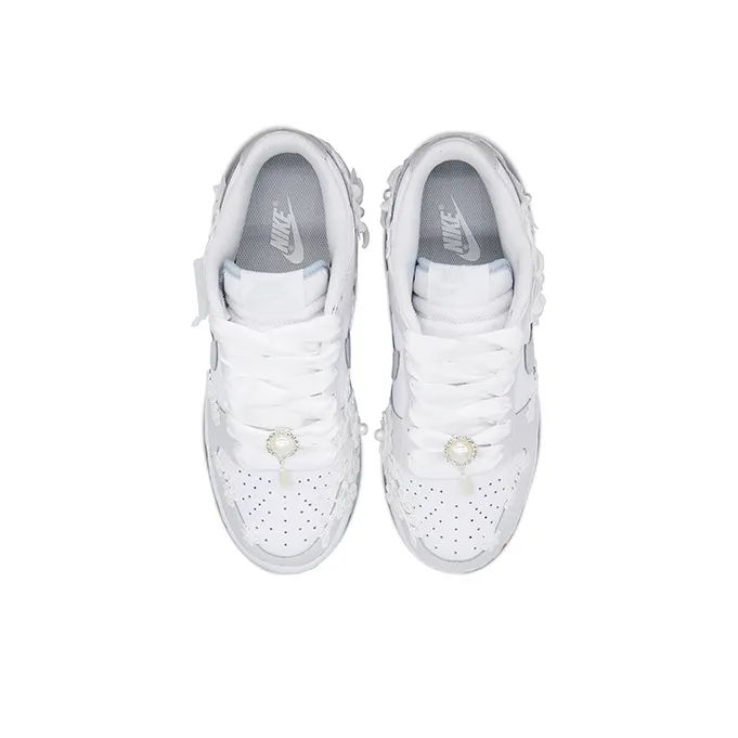 Custom Dunk White Embroidery Flowers Wedding Shoes