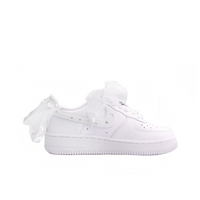 Custom Air Force 1 White Pearls Diamonds Lace Wedding Shoes