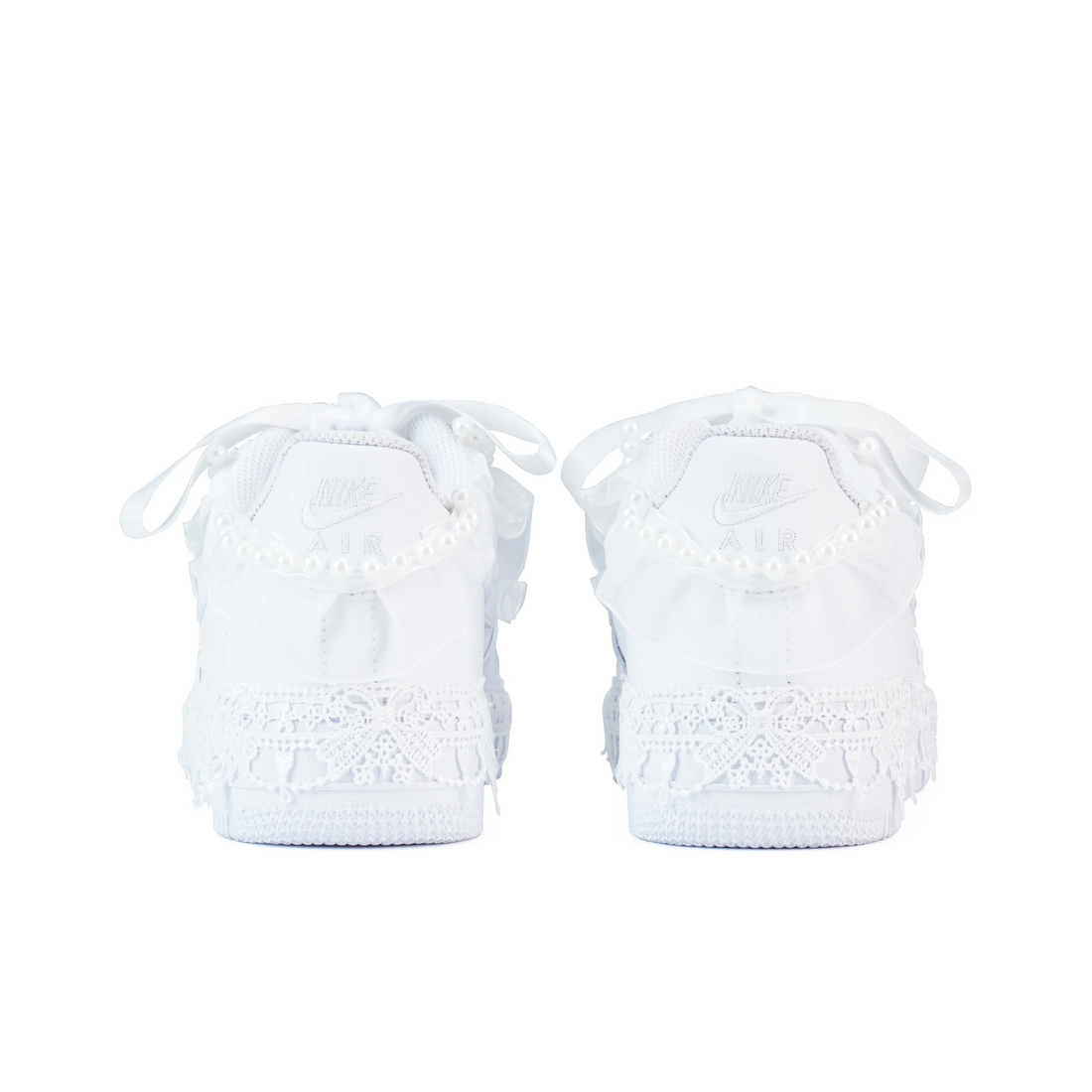 Custom Air Force 1 White Lace Pearls Wedding Shoes