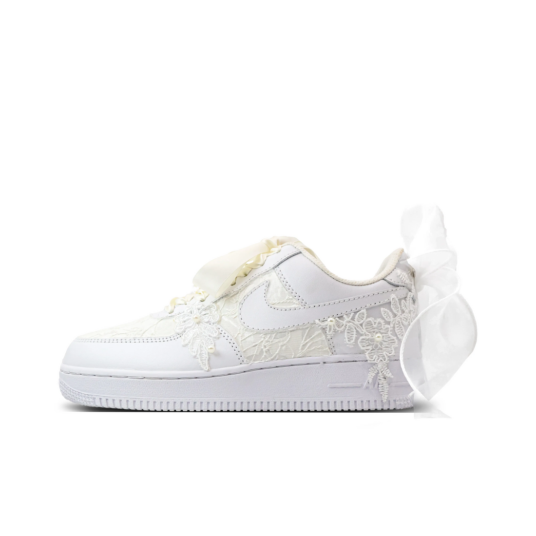 Custom Air Force 1 White Beige Lace Wedding Shoes