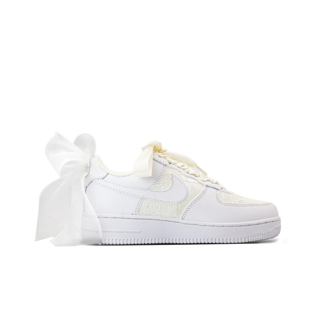 Custom Air Force 1 White Beige Lace Wedding Shoes