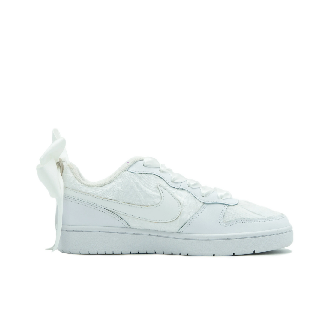 Custom Air Jordan 1 White Flower Butterfly Lace Pearls Wedding Shoes