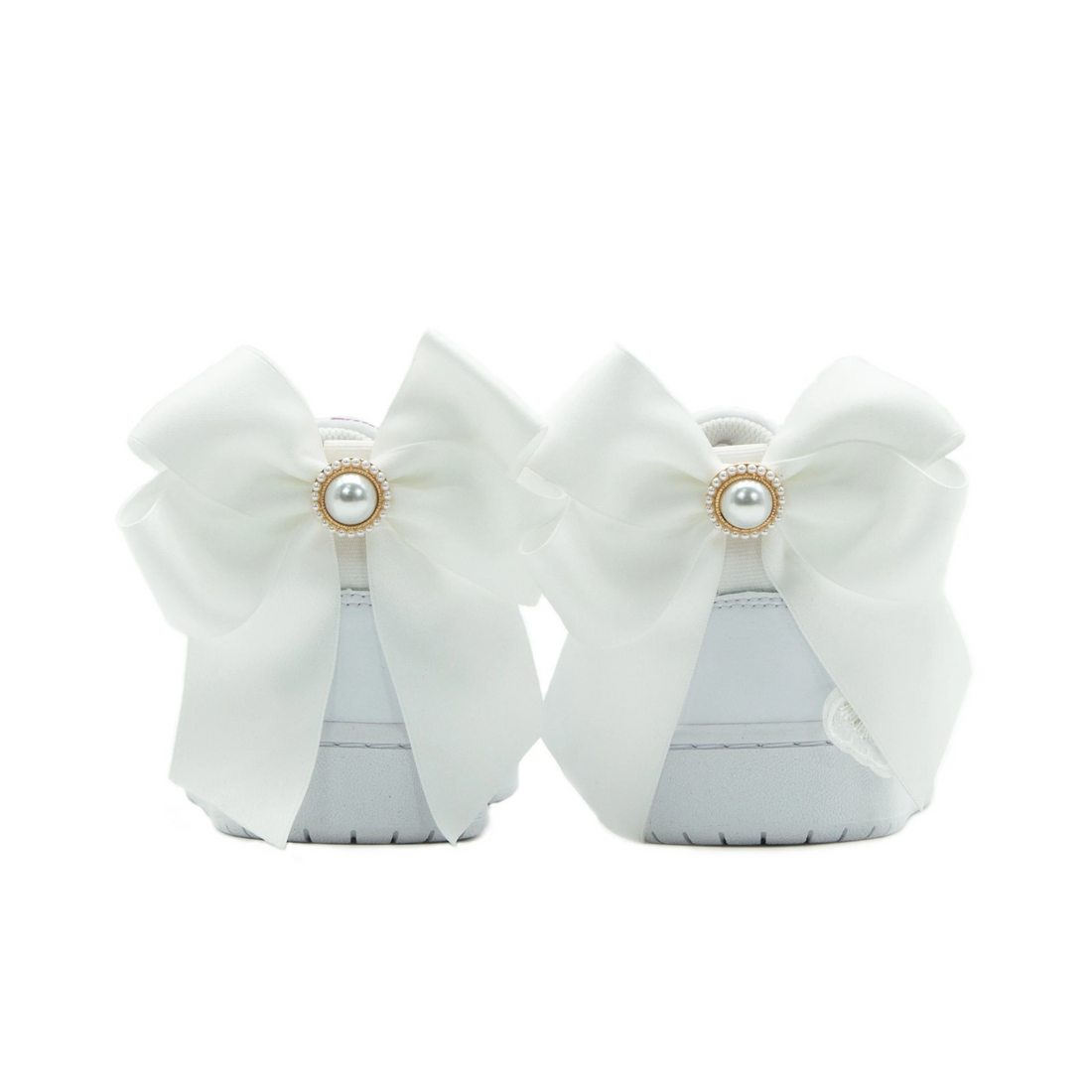 Custom Air Jordan 1 White Flower Butterfly Lace Pearls Wedding Shoes