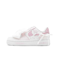 Custom Air Force 1 White Baby Pink Bow Wedding Shoes