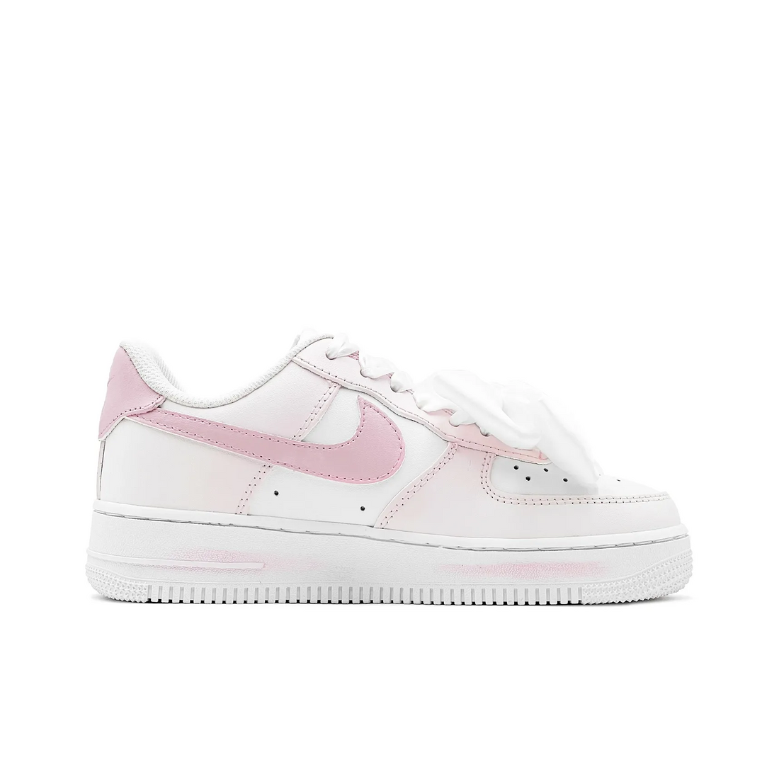 Custom Air Force 1 White Baby Pink Bow Wedding Shoes