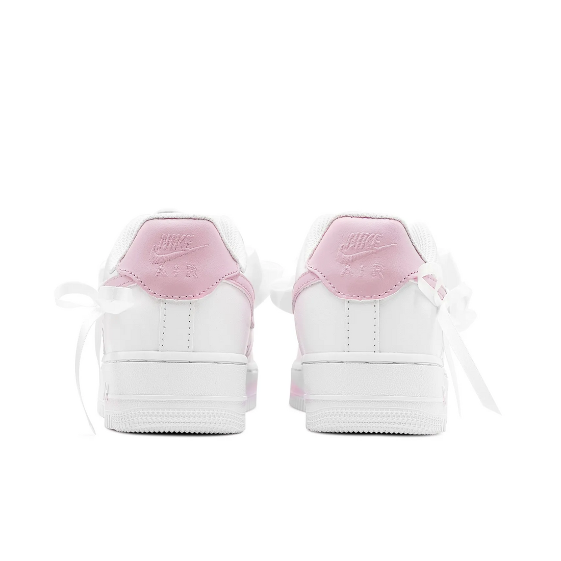 Custom Air Force 1 White Baby Pink Bow Wedding Shoes