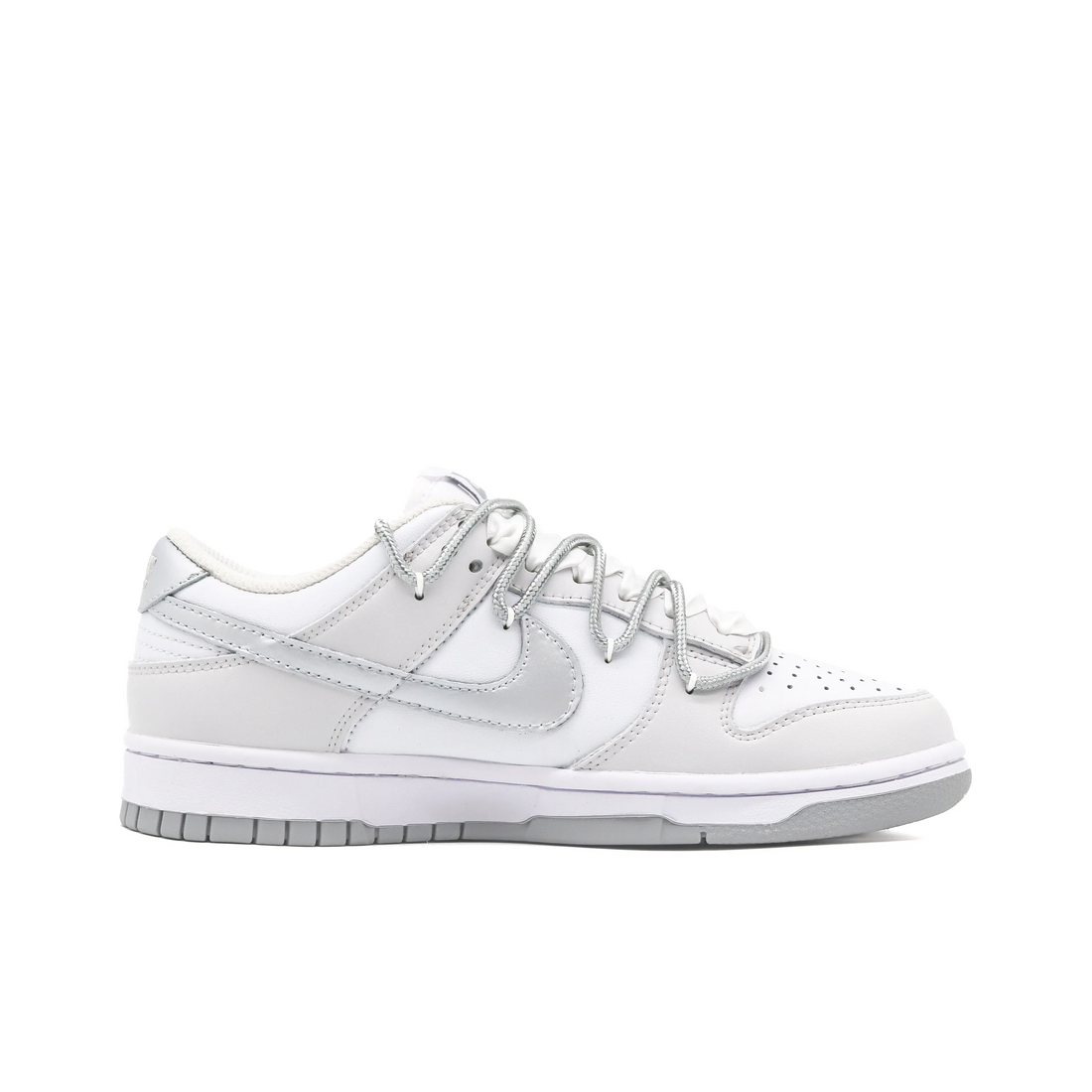 Custom Dunk Grey White Bow Wedding Shoes