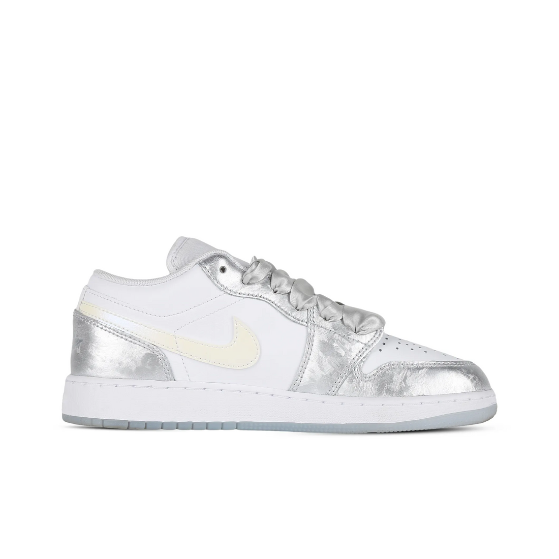 Custom Air Jordan 1 White Sliver Jelly Strips Swoosh Low