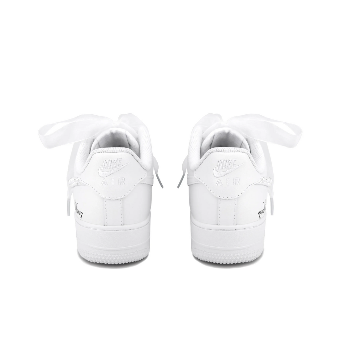 Custom Air Force 1 White Pearls Swoosh Wedding Shoes