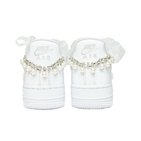 Custom Air Force 1 White Pearls Lace Wedding Shoes