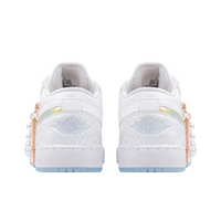 Custom Air Jordan 1 White Jelly Strips Swoosh Pearl Chain Wedding Shoes