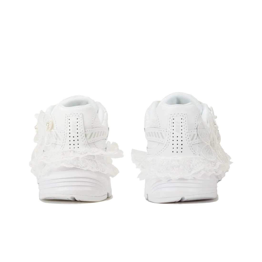 Custom Nike Initiator White Beige Lace Flowers Pearls Wedding Shoes