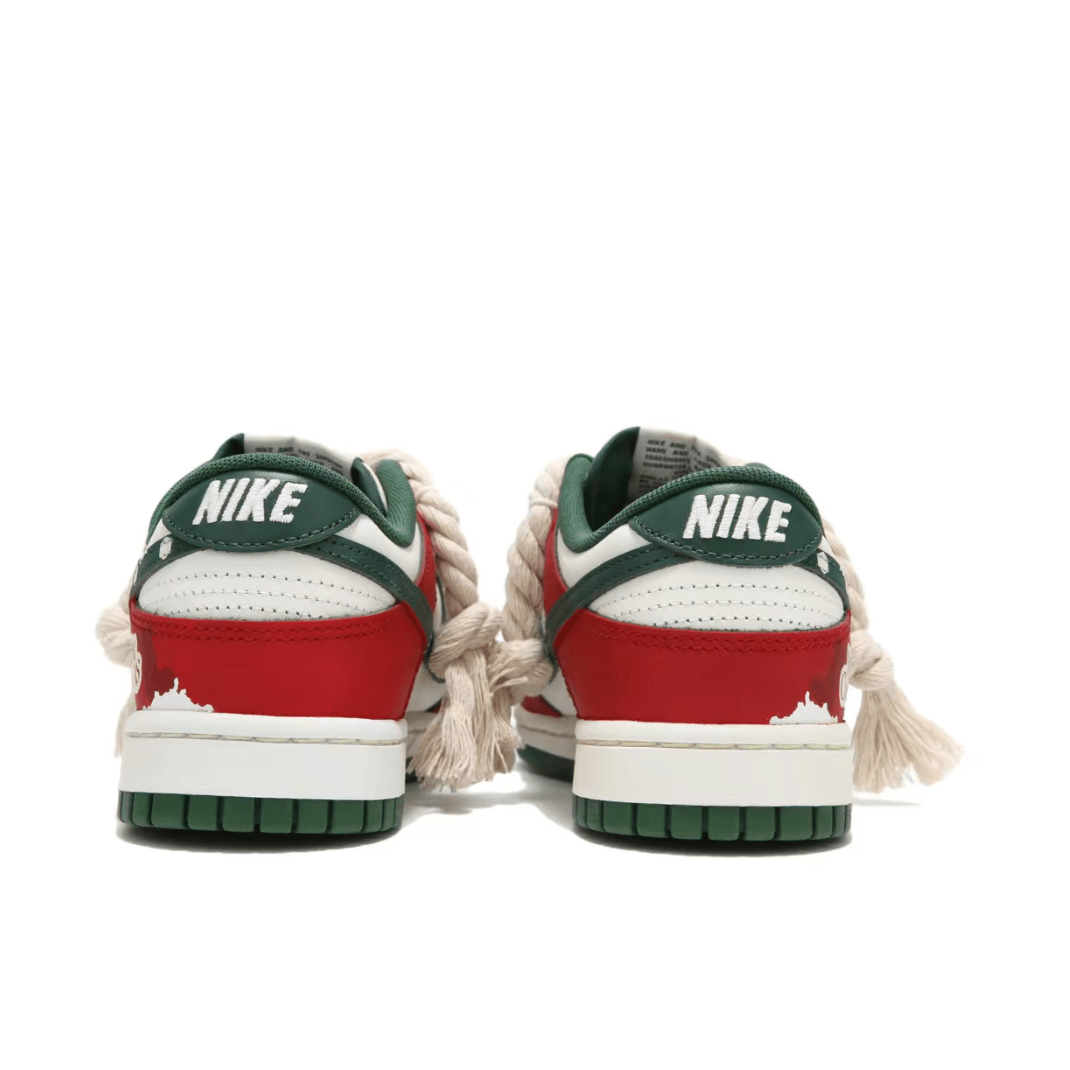 Custom Dunk Christmas Thick Laces Red Green White Snow