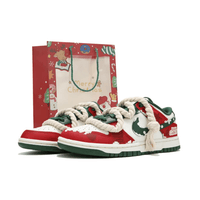 Custom Dunk Christmas Thick Laces Red Green White Snow