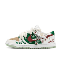 Custom Dunk Christmas Green Red White Snowflakes Christmas Tree Pendant